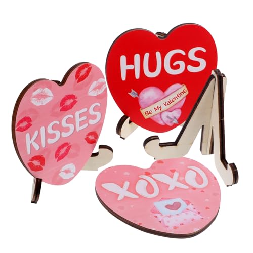 Mipcase 3Stücke Holzherzen Tischdekoration Romantische Holzaufsätze für Hochzeiten Valentinstag Besondere Anlässe Vielseitig Einsetzbar Geschenkanhänger oder Fotorequisiten von Mipcase