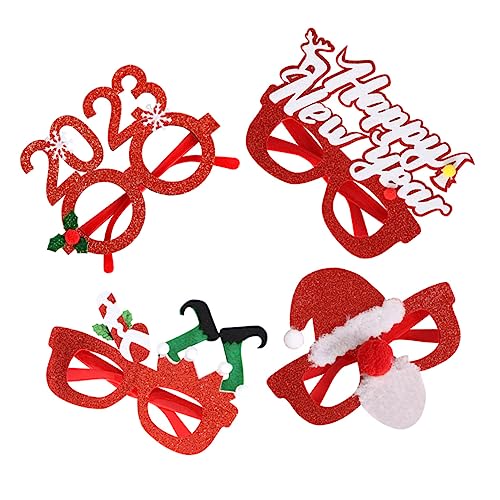 Mipcase 4 Stück Teiliges Weihnachtsbrillen Kunststoff Partybrillen Rahmen mit Weihnachtsmütze Frohes Neues Jahr Buchstaben Zuckerstangen Clown und Rot für Festliche Deko Mipcase 4 Stück Teiliges Weihnachtsbrillen Kunststoff Partybrillen Rahmen mit Weihnachtsmütze Frohes Neues Jahr Buchstaben Zuckerstangen Clown und Rot für Festliche Deko von Mipcase