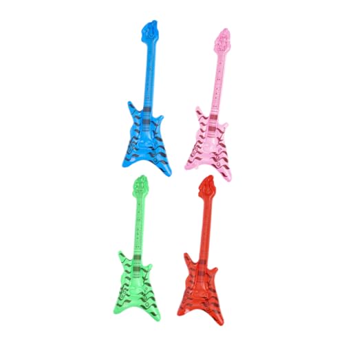 Mipcase 4er Set Aufblasbare Rock Musik Instrumente Gitarre Aufblasbare Musikinstrumente Sprengen Mikrofon Aufblasen Gefälschte Luftballons Trolle-partydekorationen PVC von Mipcase