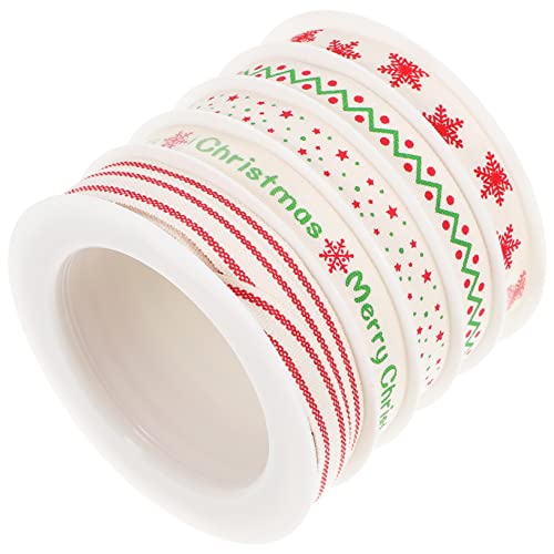 Mipcase 5 Rollen Weihnachtsband Baumwolle Geschenkband DIY Dekoband für Geschenkverpackung Blumenstrauß Weihnachtsbaum Dekoration Langlebig und Sicher Mipcase 5 Rollen Weihnachtsband Baumwolle Geschenkband DIY Dekoband für Geschenkverpackung Blumenstrauß Weihnachtsbaum Dekoration Langlebig und Sicher von Mipcase