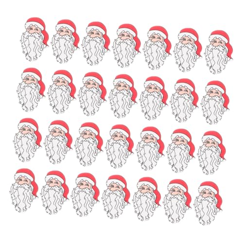 Mipcase 50 Stück Teiliges Holzperlen Weihnachtsmann Köpfe aus Langlebigem Holz für DIY Schmuck und Weihnachtsbaumschmuck Vielseitig Einsetzbar für Halsketten Armbänder und Festliche von Mipcase