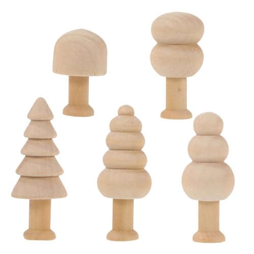Mipcase 5stücke Teiliges Unbemalte Holzfiguren Für -projekte Kreative Mädchen Malutensilien Mit Holzpilzen Und Bäumen Für Weihnachtsdekoration Und Künstlerisches Wachstum von Mipcase