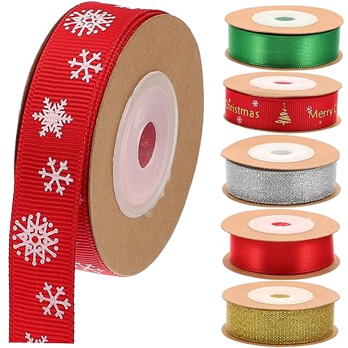 Mipcase 6 Rollen Weihnachtsbänder aus Polyester pro Vielseitige Dekobänder zum Verpacken Schleifen Binden DIY und Weihnachtsbaumschmuck Flexible Bastelbänder für Festliche Dekoration von Mipcase