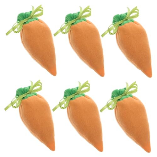 Mipcase 6 Stück Karottenbündeltasche Korbfüllbeutel Osterbesteck Tasche Snack-tasche Hasen-leckerli-tasche Geschenktüten Mit Kordelzug Schmuckkorb Utensilienhülle Orange Plüschstoffe von Mipcase