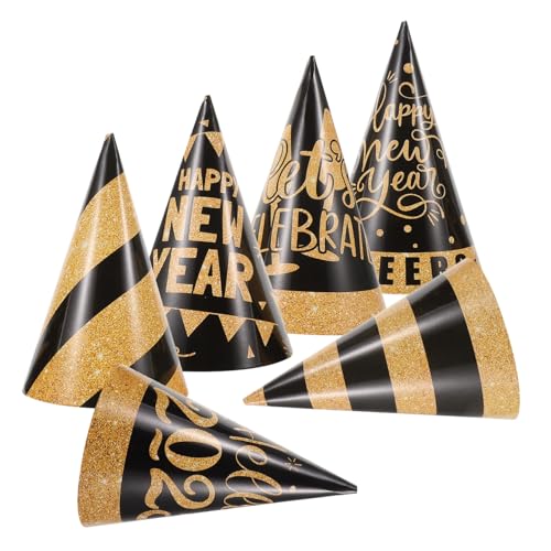 Mipcase 6 Stück Teiliges Partyhüte aus Papier Karnevalshut Verstellbar für Silvester Geburtstag Karneval Kopfband Neujahrs Accessoires für Erwachsene von Mipcase
