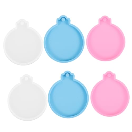 Mipcase 6 Stück Teiliges Silikon Gießform Runde Schmuckformen Flexibel Langlebig für DIY Ohrringe Anhänger Schlüsselanhänger Basteln Weihnachten von Mipcase