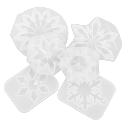 Mipcase 6 Stück Teiliges Silikon Gießform Schneeflocken Flexible Epoxidharz Formen für DIY Weihnachtsanhänger Wetterfeste Weihnachtsdeko Zubehör für Basteln und Geschenkideen von Mipcase