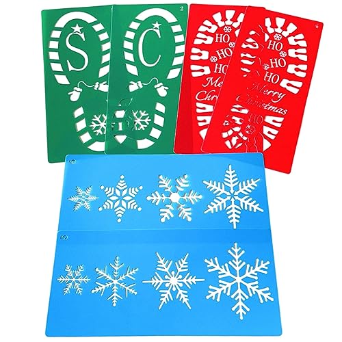 Mipcase 6 Stück Teiliges Weihnachts Schablonen aus Langlebigem Pet Wiederverwendbare Malschablonen mit Schneeflocken und Weihnachtsmann Motiven für DIY Wand und Basteldekorationen von Mipcase