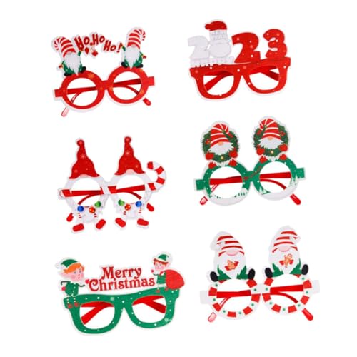 Mipcase 6 Stück Teiliges Weihnachtsbrillen Lustige Brillengestelle mit Klassischen Xmas Motiven Leichtes Party Accessoire für Erwachsene Wiederverwendbar Festliche Fotorequisite von Mipcase