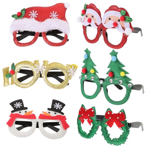 Mipcase 6 Stück Teiliges Weihnachtsbrillen aus Leichtem Robustem Material Bunte Partybrillen mit Schneemann Weihnachtsbaum und Weihnachtsmann Motiven als Xmas Geschenke und von Mipcase