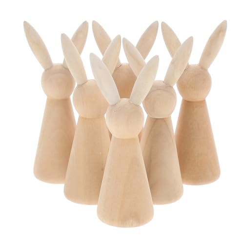 Mipcase 6stücke Teiliges Unbemalte Holzhasen Figuren Für Ostern Malspaß Und Kreative Dekoration Für Frühlingsfeiern Und Osterpartys von Mipcase