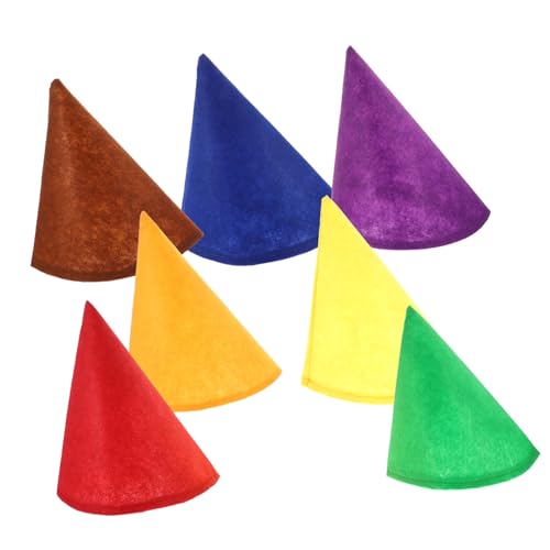 Mipcase 7 Stück Teiliges Filz Zwergenmützen Weihnachts und Halloween Partyhüte Bunte Konische Elf Hüte für Erwachsene und Lustige Kostüm Accessoires für Festliche Feierlichkeiten von Mipcase