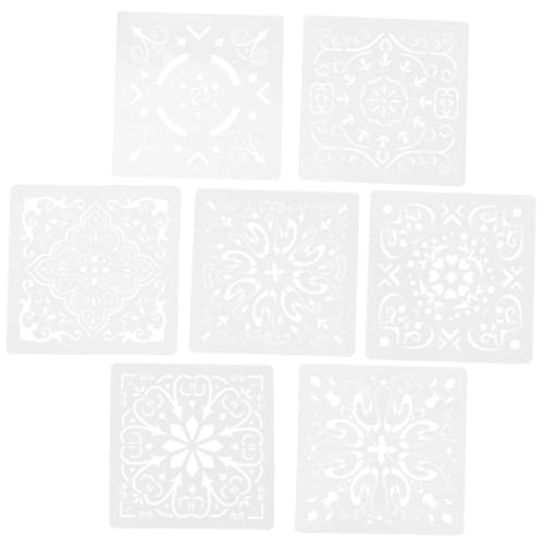 Mipcase 7 Stück Wandmalerei-vorlage Zarte Malschablonen Zarte Schablonen Diy Liefert Kompakte Mandala-vorlagen Dekorative Mandala-vorlagen Tägliche Mandala-schablonen Weiß Pvc von Mipcase