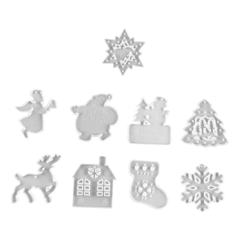 Mipcase 9 Stück Teiliges Silikonform für Weihnachtsanhänger DIY Epoxidharz Basteln Rentier Schneeflocken und Weihnachtsmann Motiven Langlebig Leicht für Personalisierte von Mipcase