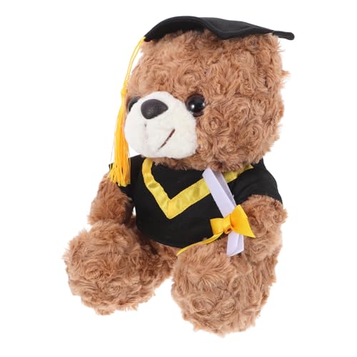 Mipcase Abschlussbärenpuppe Strauß Partygeschenk Abschlussfeier Blumenbärendekoration Anordnung Mini Bären-Souvenir Ornament Charme ausgestopfter Bär Glückwunsch-Partybär PP Baumwolle Gelb von Mipcase