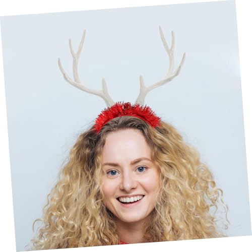 Mipcase Falsche Weiße Hirschgeweihe Realistisches Geweih Haarreif Leichtes und Langlebiges Dekorations Accessoire für Weihnachten Fotografie Kostüme Halloween und Cosplay von Mipcase