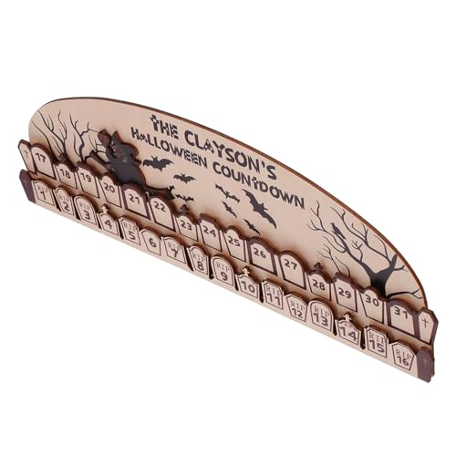 Mipcase Halloween Adventskalender aus Holz Tägige Countdown Dekoration mit Hexenmotiv Stabile Holzverarbeitung Dekoratives Halloween Ornament für Zuhause und Büro von Mipcase