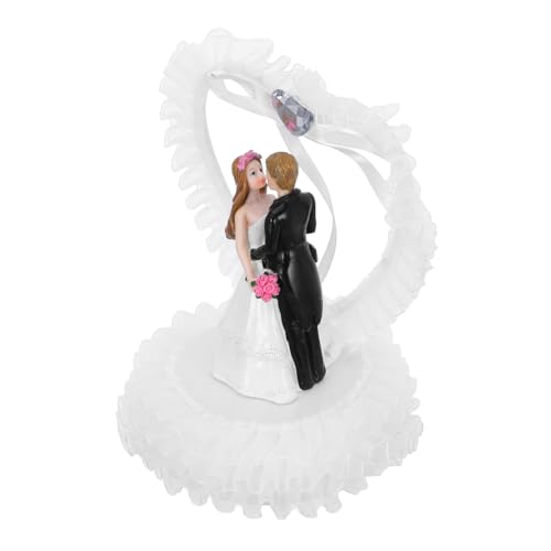 Mipcase Hochzeitsdekoration Resin Brautpaar Figur Hochzeitstortenaufsatz Cake Topper Hochzeitstorte Deko Verlobung Tortenstecker Romantisches Hochzeitspaar Ornament von Mipcase