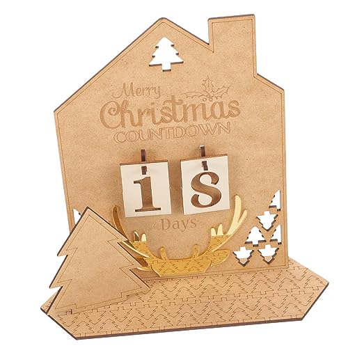 Mipcase Holz Adventskalender für Tischdekoration Kreativer DIY Weihnachtskalender aus mit Rentier Langlebige Weihnachtsdeko für Zuhause Festliche Holzdekoration als von Mipcase