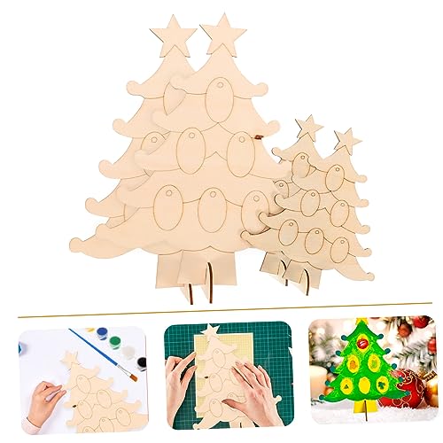 Mipcase Holz Weihnachtsbaumschmuck Teilig Unbehandelte Holzanhänger Weihnachtsbaum Formen DIY Basteln mit Acrylfarben Weihnachtsdeko für Fenster Tür und Festliche Anlässe von Mipcase