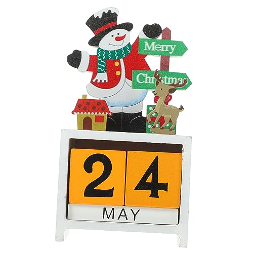 Mipcase Holz Weihnachtskalender Tischkalender aus Langlebigen Holzblöcken Multifunktional als Desktop Dekoration und Praktischer Kalender für Freunde und Festliche Weihnachtsdeko von Mipcase