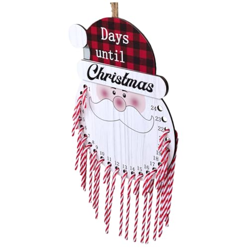 Mipcase Holz Weihnachtsmann Adventskalender zum Aufhängen Langlebige Weihnachtsdeko mit Countdown Funktion Festliche Wanddekoration für Tür und Wohnzimmer Einfache Handhabung Cartoon von Mipcase