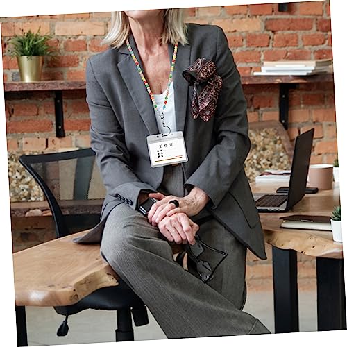 Mipcase Macaron Farbige Holzperlen Lanyard Ausweishalter mit Transparentem Kartenetui Bequemer Badge Halter und Halskette für Damen Vielseitiges Schmuck Accessoire und Schutz für Ausweise von Mipcase