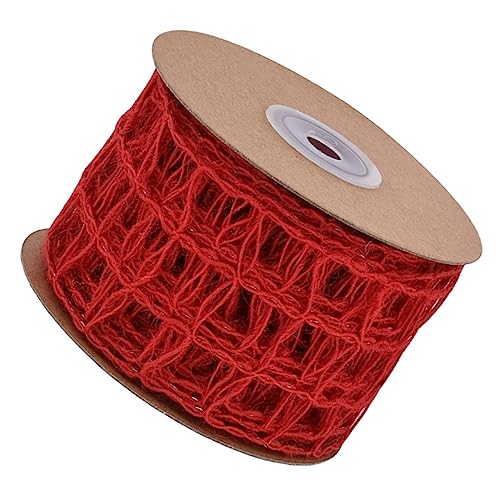 Mipcase Rotes Juteband mit Draht Fach Geflecht Geschenkverpackungsband für DIY Bastelband für Hochzeits und Weihnachtsdeko Handliches Schleifenband für Blumensträuße und Festdekoration von Mipcase