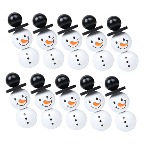 Mipcase Schneemann Holzperlen DIY Schmuckperlen für Armbänder Halsketten Langlebig Glänzend Weihnachtsdeko Bastelzubehör Festliche Party von Mipcase