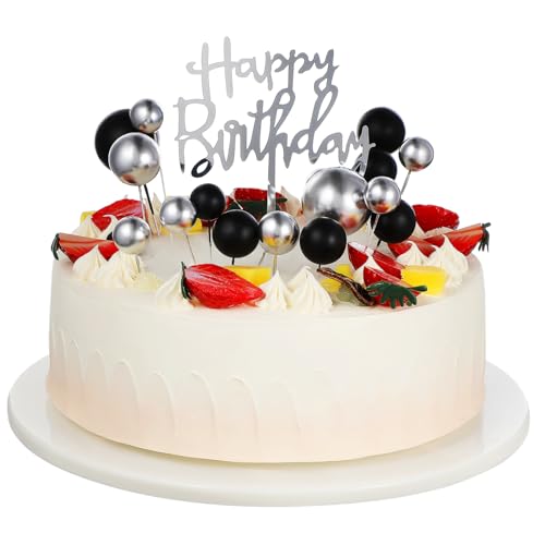 Mipcase Schwarze und Silberne Cake Topper Kugeln Teiliges aus Papier Elegante Tortendeko für Geburtstag Hochzeit Babyparty Vielseitige Stabile Dekoration für Festliche Kuchen Mipcase Schwarze und Silberne Cake Topper Kugeln Teiliges aus Papier Elegante Tortendeko für Geburtstag Hochzeit Babyparty Vielseitige Stabile Dekoration für Festliche Kuchen von Mipcase