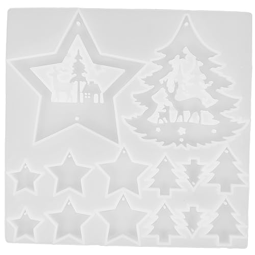 Mipcase Silikonform Weihnachten DIY Gießform Stern und Weihnachtsbaum Flexibel Epoxidharz Harzformen für Kreative Anhänger Basteln und Dekoration Geschenkidee von Mipcase