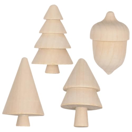 Mipcase Unvollendetes Holz Weihnachtsbaum Set Teilig mit Tisch Weihnachtsbäumen und DIY Bemalung Natürliche Holzdeko für Weihnachtsfeier und Wohnraumgestaltung von Mipcase