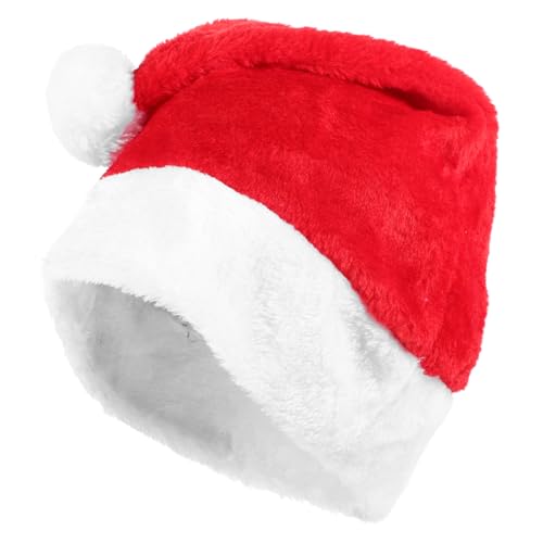 Mipcase Weiche Weihnachtsmütze aus Plüsch für Erwachsene Warmes Bequemes Santa Claus Kostümzubehör Vielseitiger Partyhut für Xmas Feiern Fotorequisit und Festliche Verkleidung von Mipcase
