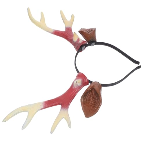 Mipcase Weiches PU Hirschgeweih Haarreif mit Süßen Rentierohren Elastisches Kostüm Accessoire für Weihnachten Karneval und Party Verstellbar für Erwachsene und Braun von Mipcase