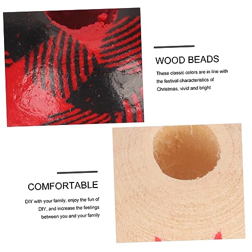 Mipcase Weihnachtliche Holzperlen Teilig Natürliche Holzperlen Perlen Auffädeln für DIY Girlanden Bunte Perlen zum Schmuck Selber Machen und Basteln von Mipcase
