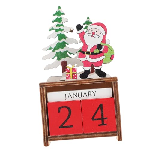 Mipcase Weihnachtlicher Holz Adventskalender mit Santa Claus Countdown Funktion Dekoratives Holzornament für Tisch und Fenster Festliche Weihnachtsdeko von Mipcase