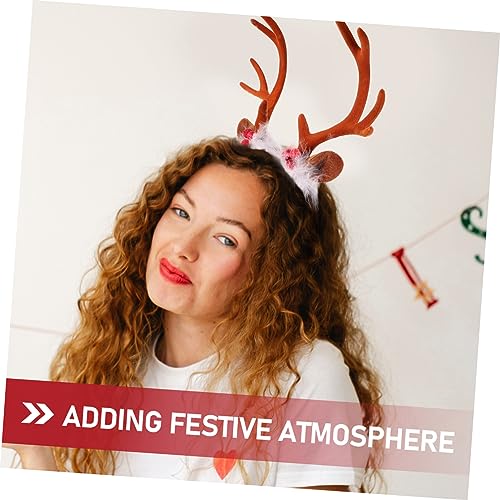Mipcase Weihnachts Stirnband mit Elchgeweih und Rentierohren Festliches Haarband mit Beeren und Federschmuck Kreativer Kopfschmuck für Weihnachten Party Karneval für Damen und Mädchen von Mipcase