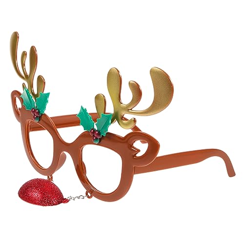 Mipcase Weihnachtsbrille Partybrille Lustiges Brillengestell mit Geweih Deko für Erwachsene und Kreatives Weihnachtsaccessoire für Fest und Foto von Mipcase