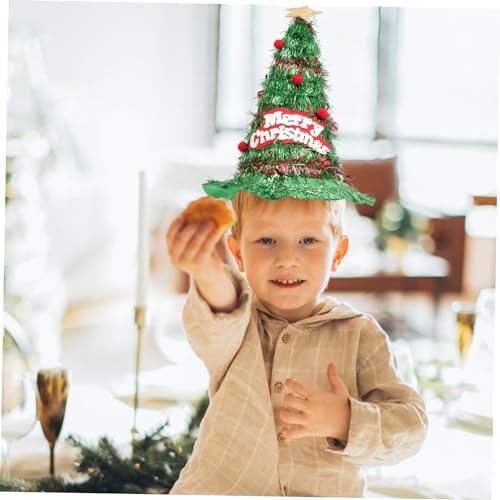 Mipcase Weihnachtshut Weihnachtsmütze mit Weihnachtsbaum Design Stern und Kugeln Festliche Kopfbedeckung für Kostümpartys Erwachsene und Familien Weihnachten Zubehör von Mipcase
