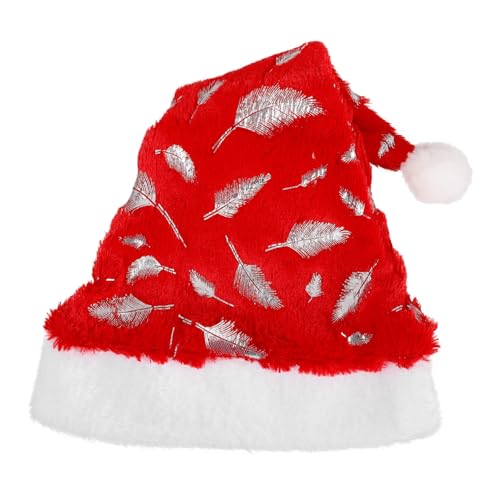 Mipcase Weihnachtsmütze Plüsch Santa Claus Hut mit Fellrand Weihnachtliche Kopfbedeckung für Erwachsene Weicher Xmas Party Hut für Festliche Weihnachts und Silvesterfeiern von Mipcase