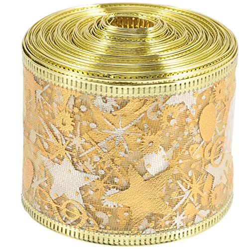 Mipcase Weihnachtsschleife Goldene Deko Schleifenband für Weihnachtsbaum Geschenkverpackung DIY Basteln Langlebiges nicht Verblassendes Weihnachtsbaum Garnierband für Heim Hotel Laden von Mipcase