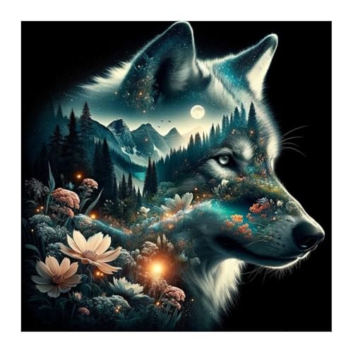Diamond Painting Kit Mit Wolfsmotiv, Wolf Diamond Painting Erwachsene, Diamond Painting Tiere 5D Diamond Arts Craft für Home Wand Decor 35x35cm Diamond Painting Kit Mit Wolfsmotiv, Wolf Diamond Painting Erwachsene, Diamond Painting Tiere 5D Diamond Arts Craft für Home Wand Decor 35x35cm von Miquans Art