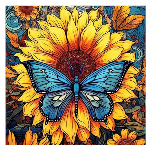 Diamond Painting Schmetterling,Diamond Painting Erwachsene Sonnenblume,Diamond Art Erwachsene Set Home Wand Dekor for Gift(30x30cm) von Miquans Art