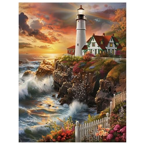 Leuchtturm Diamond Painting Erwachsene, 5D DIY Diamond Painting landschaft, Diamant Painting Bilder Erwachsene 5D Diamond Arts Craft für Home Wand Decor 30x40cm Leuchtturm Diamond Painting Erwachsene, 5D DIY Diamond Painting landschaft, Diamant Painting Bilder Erwachsene 5D Diamond Arts Craft für Home Wand Decor 30x40cm von Miquans Art