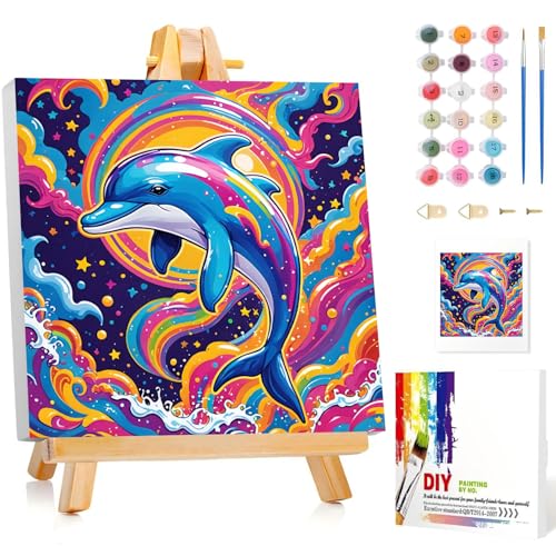 Malen Nach Zahlen Delfine, Malen Nach Zahlen Mit Rahmen, Delphin Paint by Numbers DIY Malen Nach Zahlen Kinder ab 5 6 7 8 9 10 Jahre Mädchen und Junge Mit Staffelei 20x20cm Malen Nach Zahlen Delfine, Malen Nach Zahlen Mit Rahmen, Delphin Paint by Numbers DIY Malen Nach Zahlen Kinder ab 5 6 7 8 9 10 Jahre Mädchen und Junge Mit Staffelei 20x20cm von Miquans Art