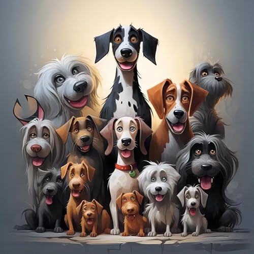 Miquans Art 5D Diamond Painting, Tier-Diamantmalerei, Erwachsene, Hund, Wanddekoration, komplett, (35 x 35 cm) Malerei, Stickerei, Diamant-Malerei, Komplettset für von Miquans Art