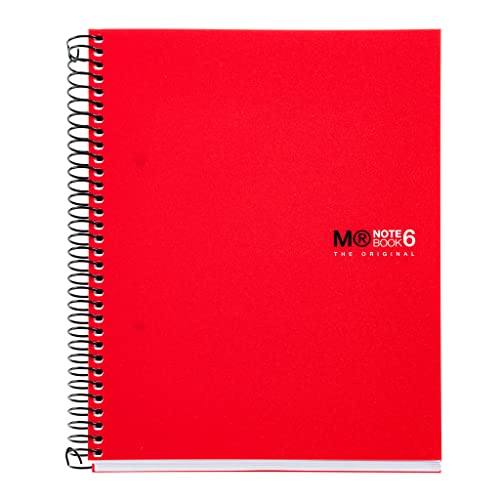 Miquelrius - Notizbuch Notebook The Original - 6 Farbstreifen, A5, 150 Blatt, 5 mm Raster, 70 g mikroperforiertes Papier, 2 Löcher, blickdichter Polypropylen-Einband, Rot Miquelrius - Notizbuch Notebook The Original - 6 Farbstreifen, A5, 150 Blatt, 5 mm Raster, 70 g mikroperforiertes Papier, 2 Löcher, blickdichter Polypropylen-Einband, Rot von Miquelrius
