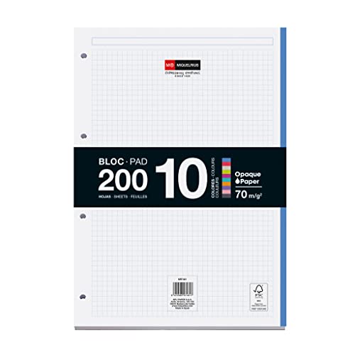 MIQUELRIUS - Nachfüllblock, verleimt, 10 farbige Streifen, 200 Blatt, 5 mm, A4, Papier 70 g, mit 4 Löchern MIQUELRIUS - Nachfüllblock, verleimt, 10 farbige Streifen, 200 Blatt, 5 mm, A4, Papier 70 g, mit 4 Löchern von Miquelrius