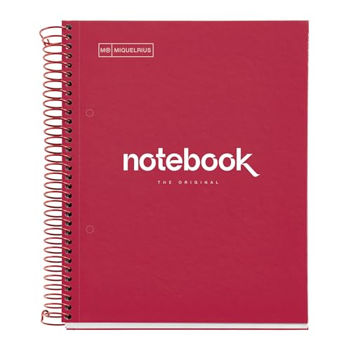 Miquelrius - Notizbuch A5 Notebook Emotions, 120 Blatt 90 g/m², Streifen Horizontale 7 mm, 5 Farbige Streifen, Mikroperforierte Spirale, Extra fester Einband, 2 Löcher, Farbe Rot Miquelrius - Notizbuch A5 Notebook Emotions, 120 Blatt 90 g/m², Streifen Horizontale 7 mm, 5 Farbige Streifen, Mikroperforierte Spirale, Extra fester Einband, 2 Löcher, Farbe Rot von Miquelrius