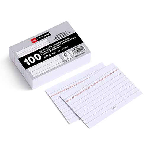 Miquelrius – Karteikarten, 100 Notizkarten, horizontal liniert, Lernkarten, 200 g/m² Offset-Kartenpapier, Größe 65 x 95 mm Miquelrius – Karteikarten, 100 Notizkarten, horizontal liniert, Lernkarten, 200 g/m² Offset-Kartenpapier, Größe 65 x 95 mm von Miquelrius